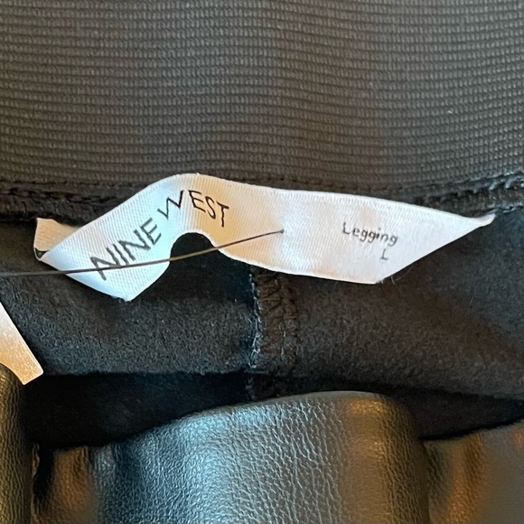 Nine West | Faux Leather Ponte Leggings With Tummy Control | Size L - Picture 6 of 7